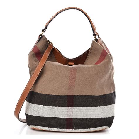 burberry ashby hobo canvas check medium|BURBERRY Canvas Mega Check Medium Ashby Hobo Saddle .